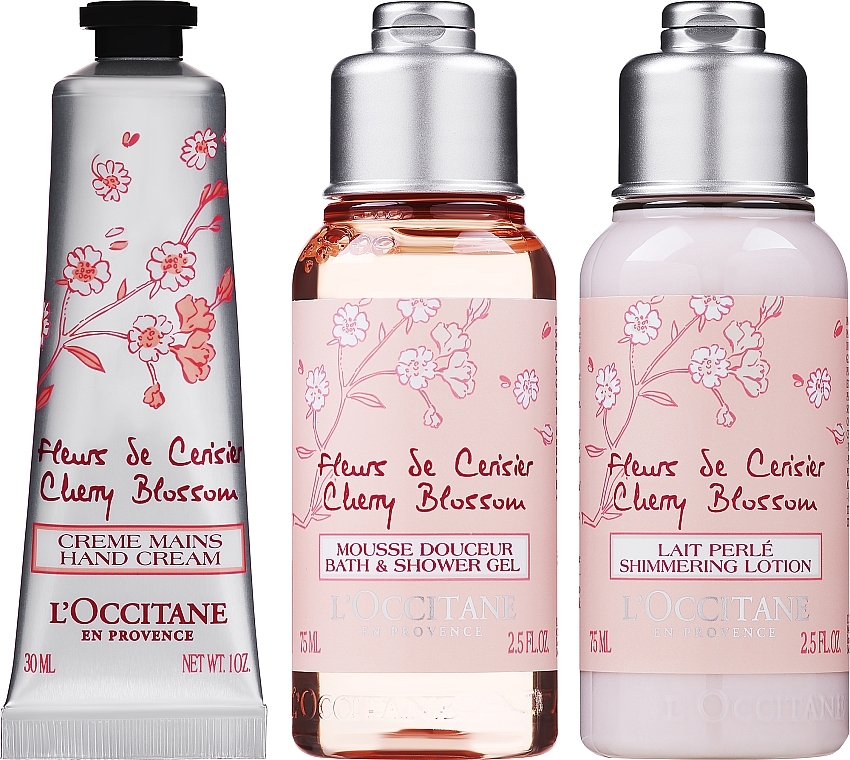 Набор - L'Occitane Cherry Blossom (sh/gel/75ml + b/lot/75ml + h/cr/30ml) — фото N2