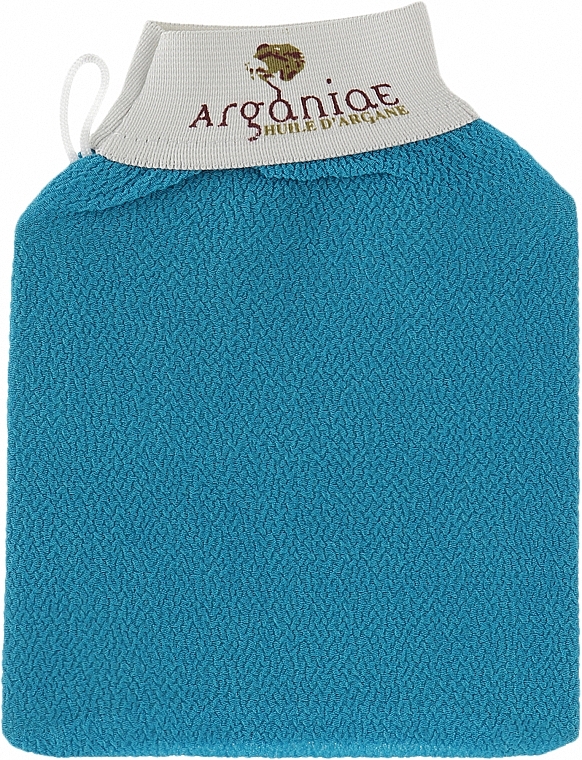 Варежка для хамама, натурального пилинга и массажа, голубая - Arganiae Spa Exfoliating Mitt — фото N1