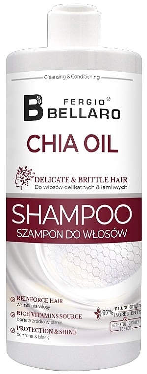 Шампунь для ламкого волосся з олією чіа - Fergio Bellaro Chia Oil Delicate & Brittle Hair Shampoo — фото N1