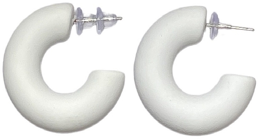Серьги-кольца, матовые, белые - Bubble Bar — фото N1