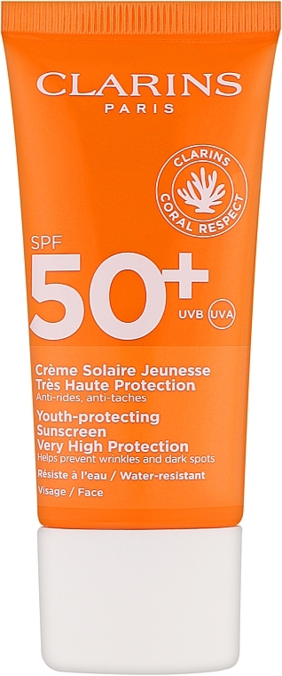 Солнцезащитный крем от морщин - Clarins Youth-Protecting Sunscreen SPF 50 (тестер) — фото N1