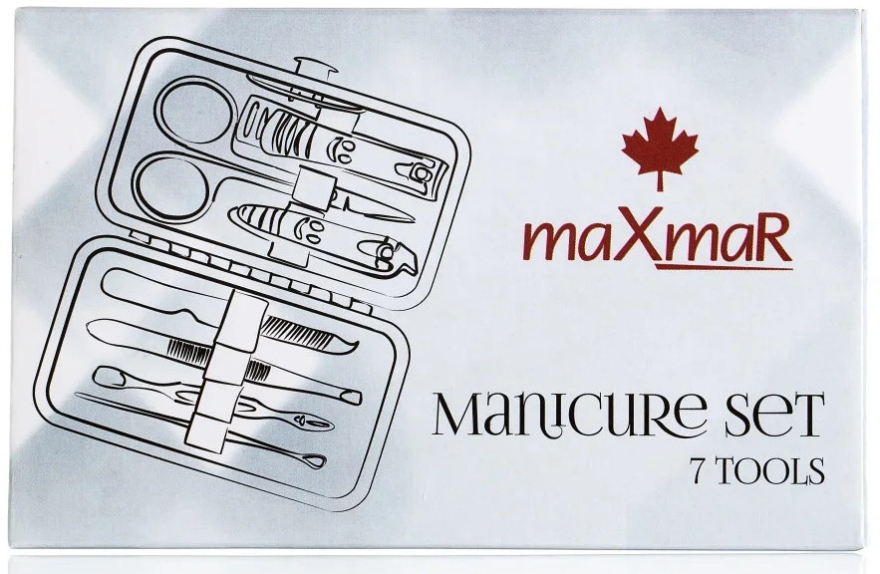 Набор для маникюра MS-07 и педикюра из 7 инструментов в футляре, коричневый - MaxMar — фото N3