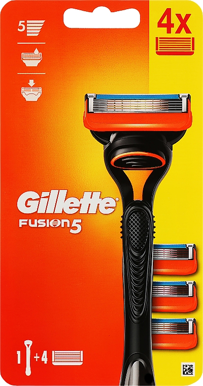 Бритва с 4 сменными картриджами, черная - Gillette Fusion5 Razor For Men