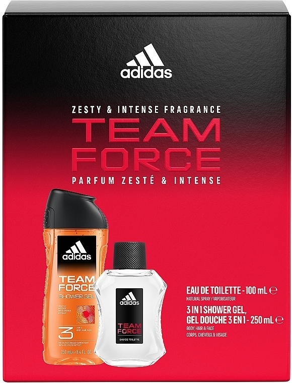 Adidas Team Force - Набор (edt/100ml + s/g/250ml) — фото N4