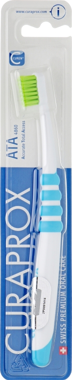 Зубная щетка для подростков "АТА", голубая, салатовая щетина - Curaprox Atraumatic Total Access — фото N1