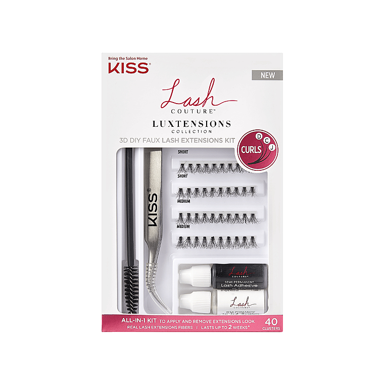 Набір - Kiss Lash Couture Luxtensions 3D (lashes/40szt + adhesive/2g + remover/2g + applicator + spoolie) — фото N1