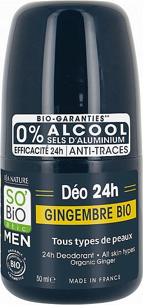 Дезодорант шариковый "Имбирь" - So'Bio Etic Men Ginger 24H Deodorant  — фото N1