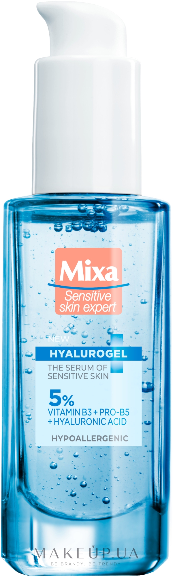 Увлажняющая сыворотка для чувствительной кожи лица с гиалуроновой кислотой и витамином В3 - Mixa Hyalorugel — фото 30ml