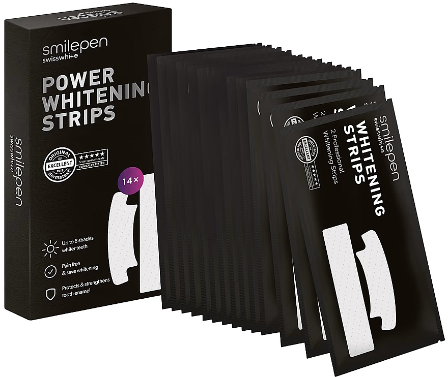Отбеливающие полоски для зубов - SwissWhite Smilepen Power Whitening Strips — фото N1