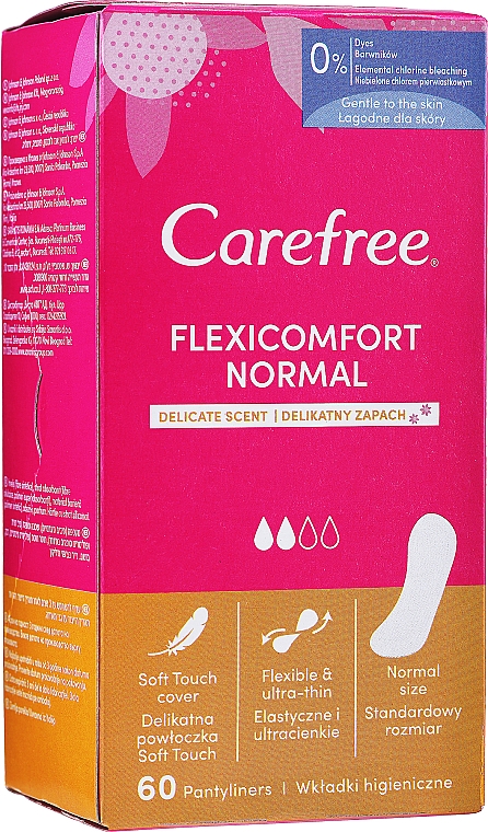 Гігієнічні прокладки, 60 шт. - Carefree Flexi Comfort Cotton Feel Fresh Scent — фото N1