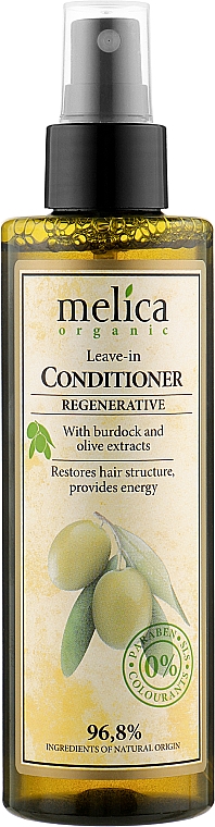 Незмивний відновлюючий кондиціонер для волосся з екстрактом лопуха і оливи - Melica Organic Leave-in Conditioner Regenerative — фото N1