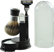 Набор для бритья - Golddachs Finest Badger, Mach3 Black (sh/brush + razor + stand + sh/soap33g) — фото N1