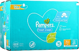 Детские влажные салфетки "Baby Fresh Clean", 12х52 шт - Pampers — фото N1
