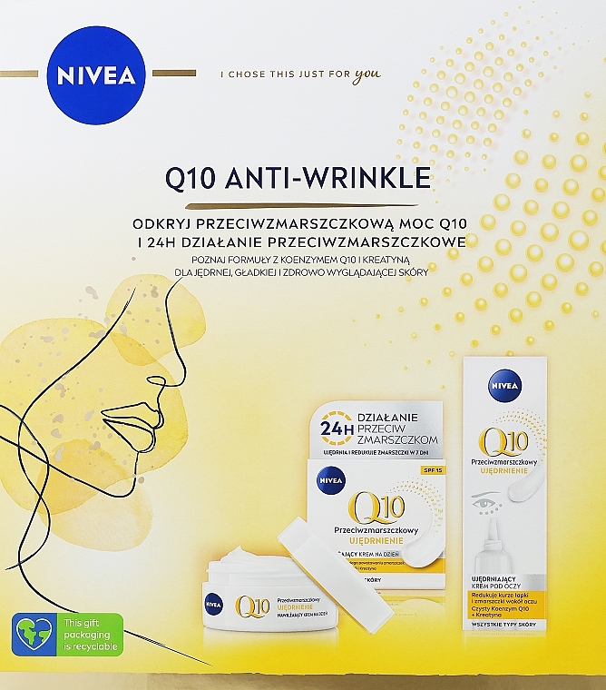 Набір - NIVEA Xmas Q10 Anti-wrinkle 2022 (f/cr/50ml + eye/cr/15ml) — фото N1