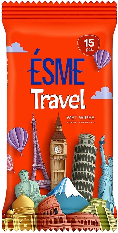 Кишенькові вологі серветки "Подорож", блакитні - Esme Travel Wet Wipes — фото N2