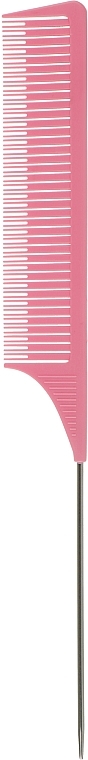 Расческа для мелирования волос с металлическим стиком, CS296C, розовая - Cosmo Shop — фото N1