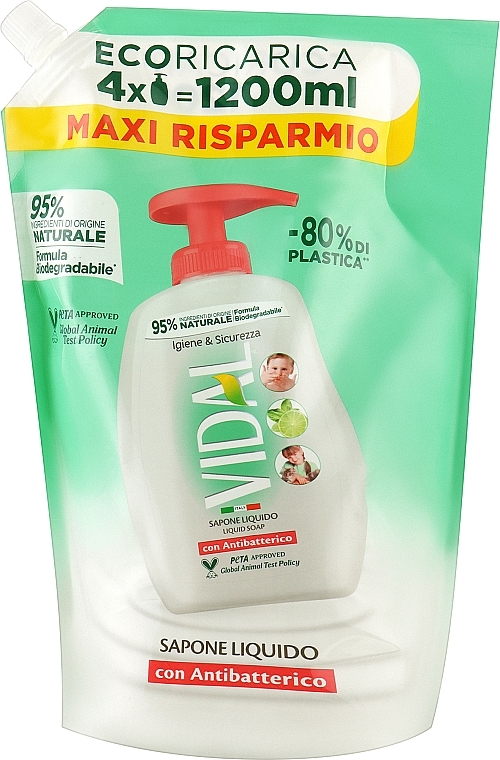 Рідке мило "Антибактеріальне" - Vidal Liquid Soap Antibacterial (дой-пак) — фото N1