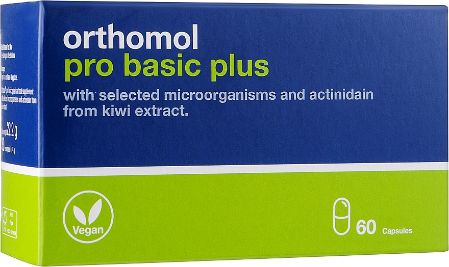 Вітаміни пробіотики + екстракт ківі (60 капсул) - Orthomol Pro Basic Plus — фото N1