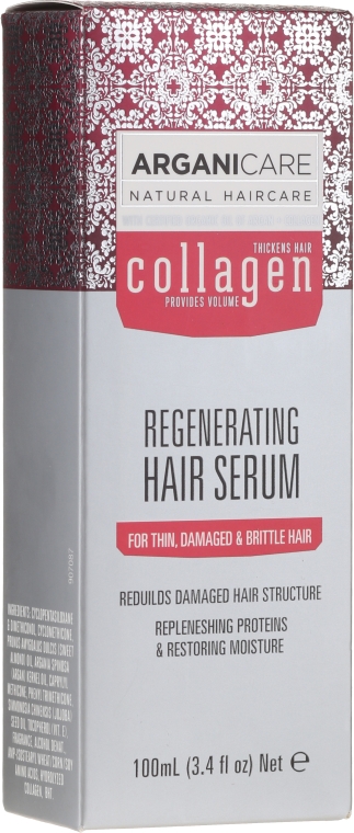 Сыворотка для волос с коллагеном - Arganicare Collagen Regenerating Hair Serum — фото N1