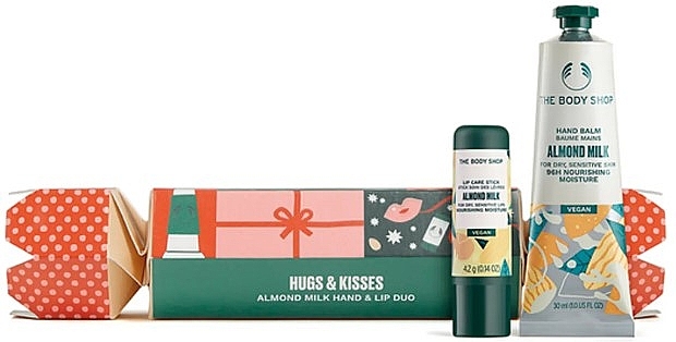 Набір - The Body Shop Hugs & Kisses Almond Milk Hand & Lip Duo (lip/balm/4.2g + h/balm/30ml) — фото N1