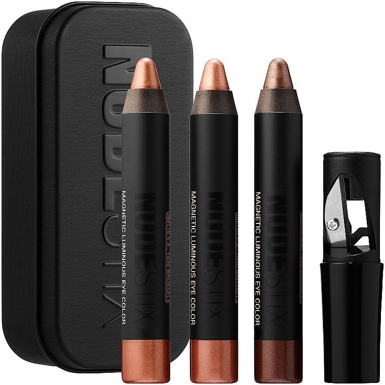 Набор - Nudestix Bright Nude Eyes Mini Kit (eye/pencil/3x2.5g) — фото N2