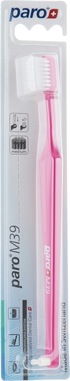 Зубная щетка "M39", розовая - Paro Swiss Toothbrush