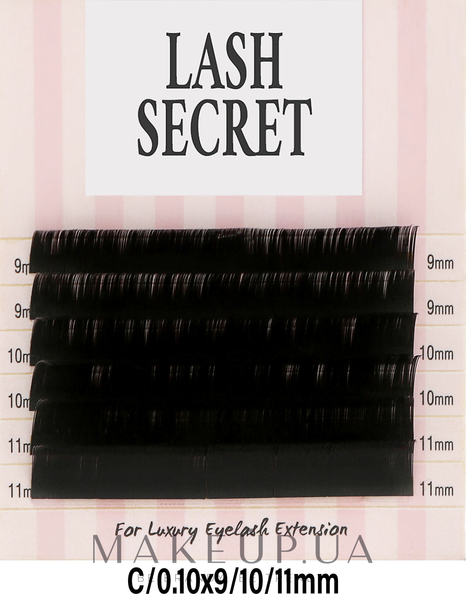 Накладні вії, чорні, мікс, 6 ліній (0.1, C, (9,10,11)) - Lash Secret — фото 1уп