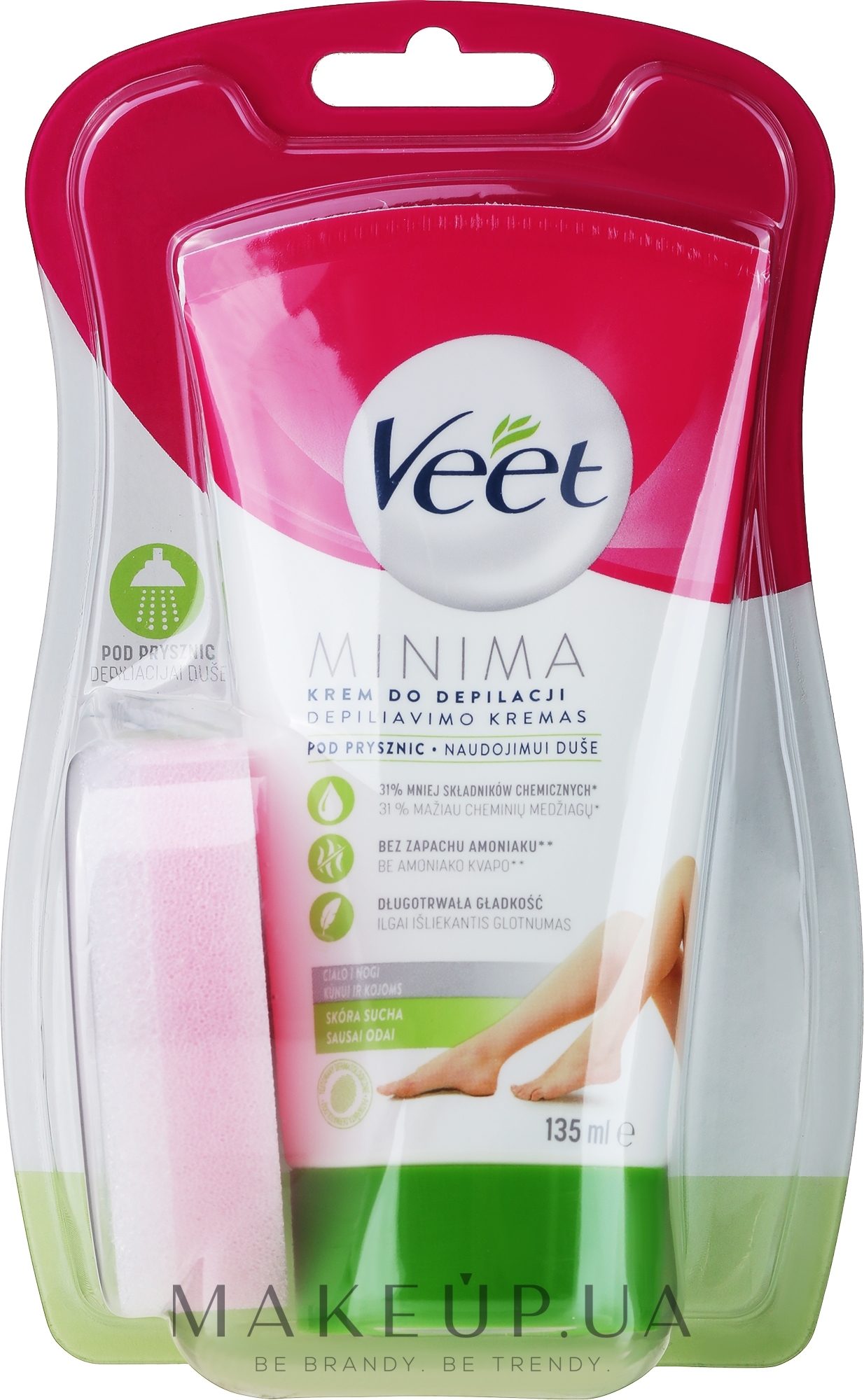 Крем для депиляции в душе для сухой кожи - Veet In Shower Hair Removal Cream Dry Skin — фото 135ml