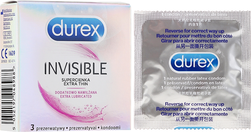 Презервативы дополнительно увлажненые, ультратонкие, 3шт - Durex Invisible — фото N3