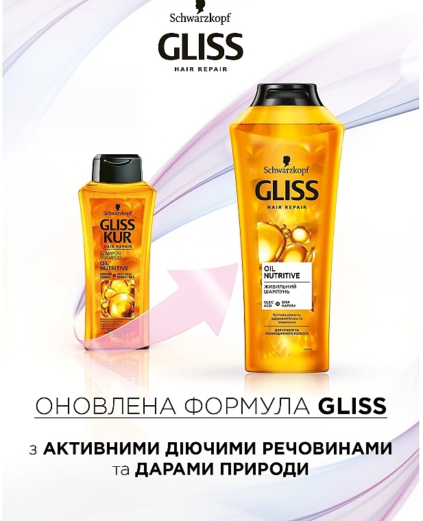 Живильний шампунь для сухого та пошкодженого волосся - Gliss Kur Oil Nutritive Shampoo — фото N4