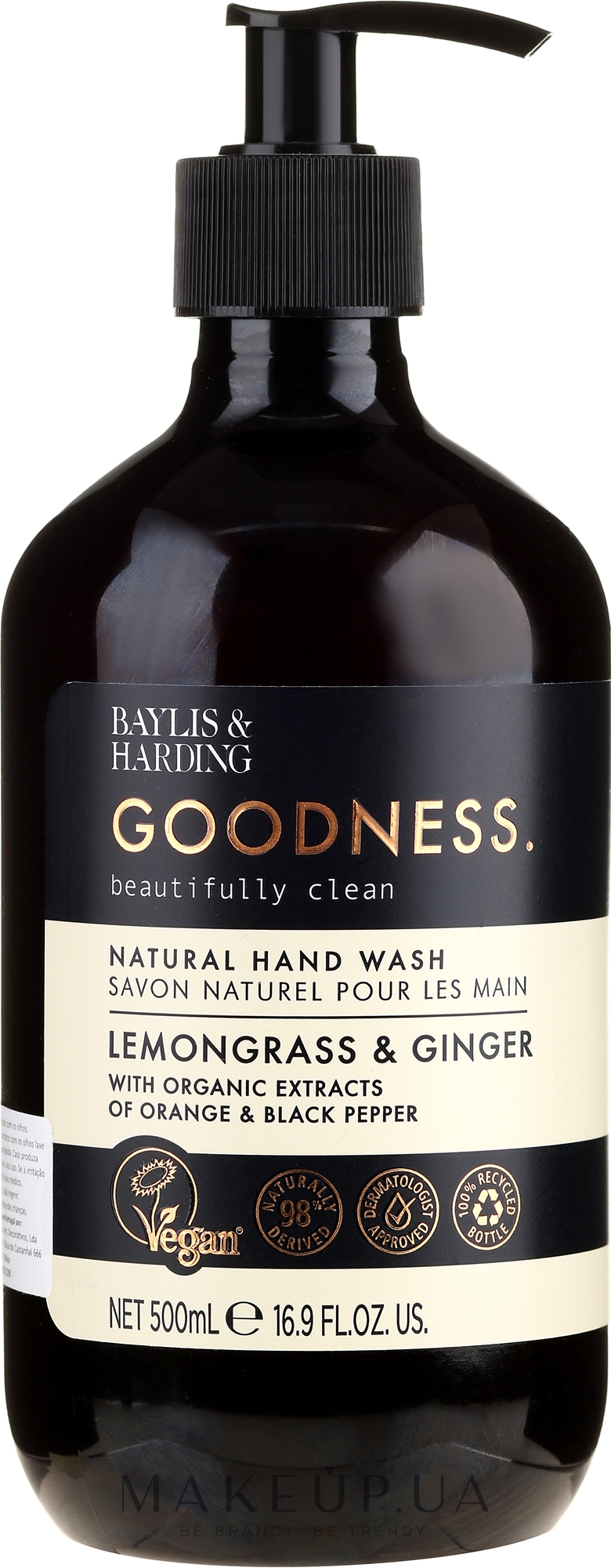 Жидкое мыло для рук - Baylis & Harding Goodness Lemongrass & Ginger Natutal Hand Wash — фото 500ml