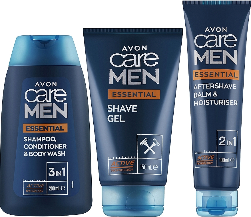 Набор - Avon Care Man Essentials (shm/200ml + sh/balm150ml + after/sh/balm/100ml) — фото N1