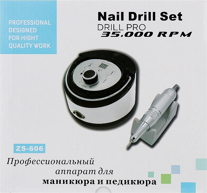 Фрезер для манікюру та педикюру ZS-606 Pink Professional на 65W/35000 об. + 6 покращених фрез - Nail Drill — фото N7