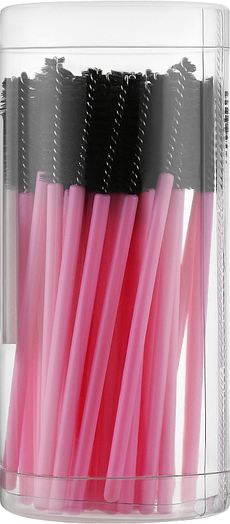 Щеточка для расчесывания ресниц, черная, розовая ручка, 50 шт. - Vivienne — фото N1