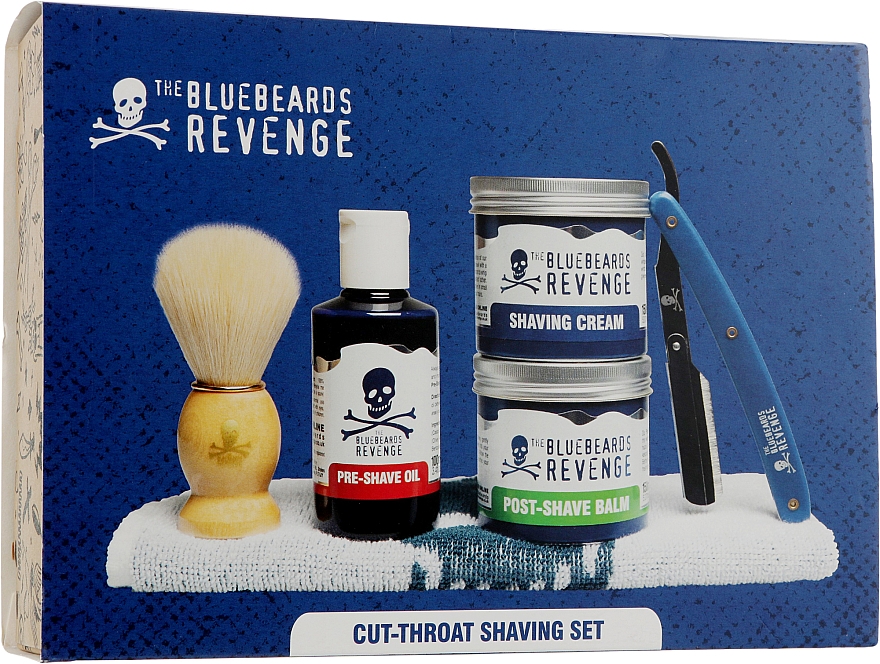 Набор - The Bluebeards Revenge Cut-Throat Shaving Set (beard/oil/100/ml + cr/150ml + balm/150ml + shaving brush + shaver + towel)