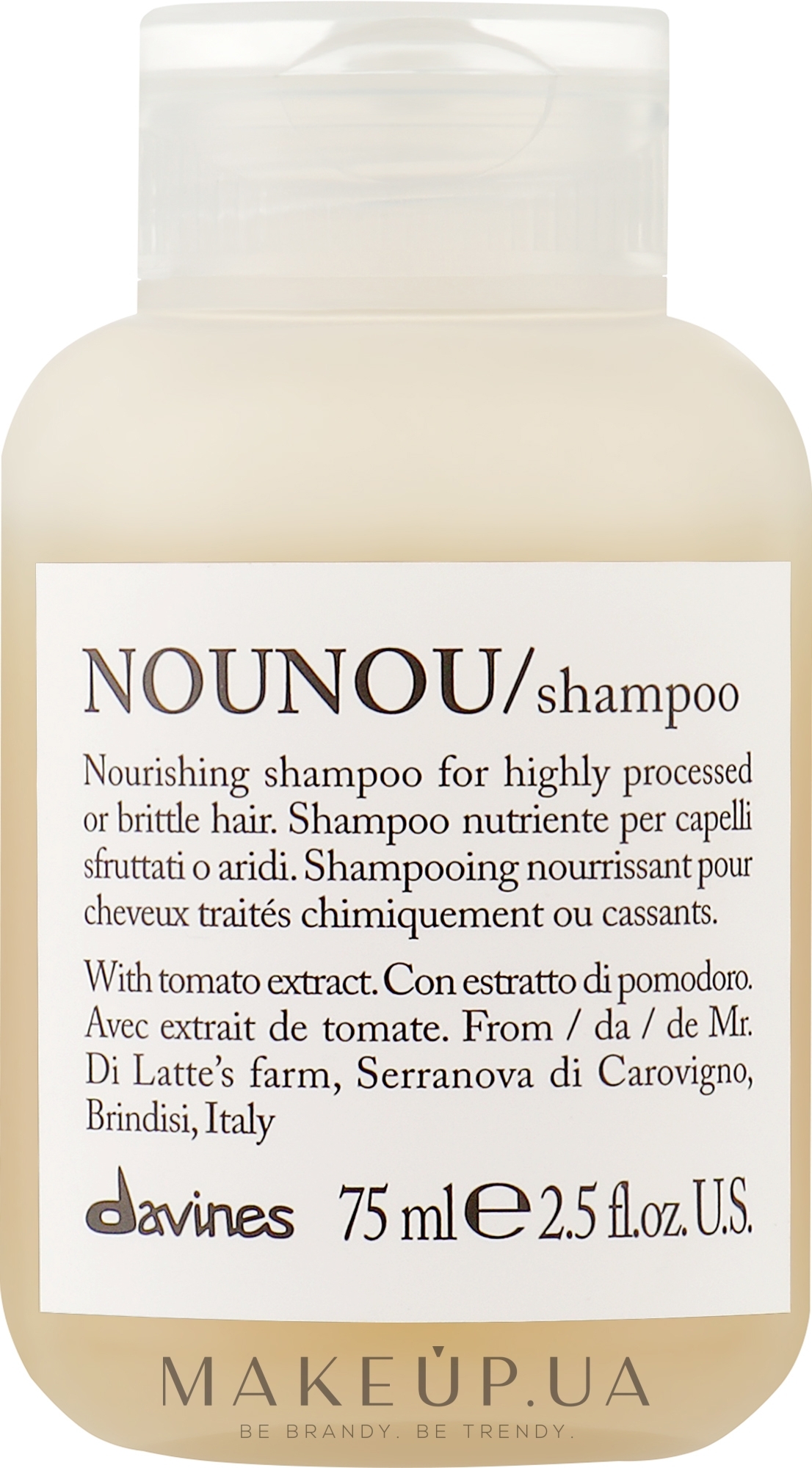 Питательный шампунь для уплотнения ломких и поврежденных волос с экстрактом помидора - Davines Nourishing Nounou Shampoo With Tomato Extract — фото 75ml