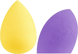 Парфумерія, косметика Набір спонжів-блендерів, крапля+зріз, жовтий+фіолетовий - Omkara