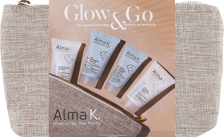 Набір - Alma K. Glow & Go Women Travel Kit (sh/cr/30 ml + gel/30 ml + cr/15 ml + b/lot/30 ml) — фото N1