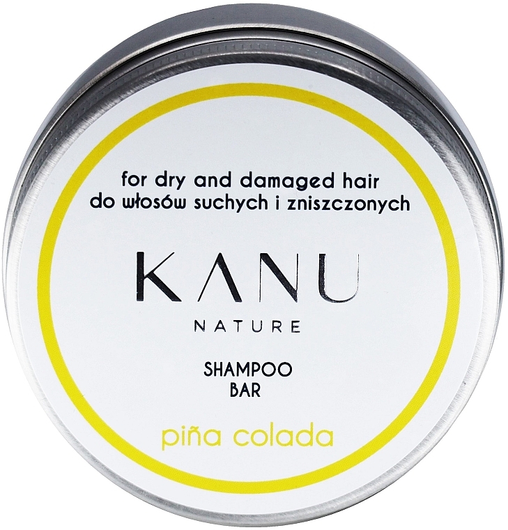 Шампунь для сухого й пошкодженого волосся, у металевій коробці - Kanu Nature Shampoo Bar Pina Colada For Dry And Damaged Hair — фото N1