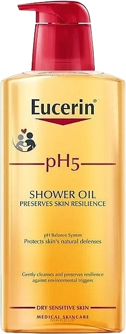 Масло для душа для сухой и чувствительной кожи - Eucerin pH5 Shower Oil — фото N10