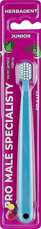 Дитяча зубна щітка, супер м'яка, від 6 років, блакитна - Herbadent Junior Toothbrush — фото N1