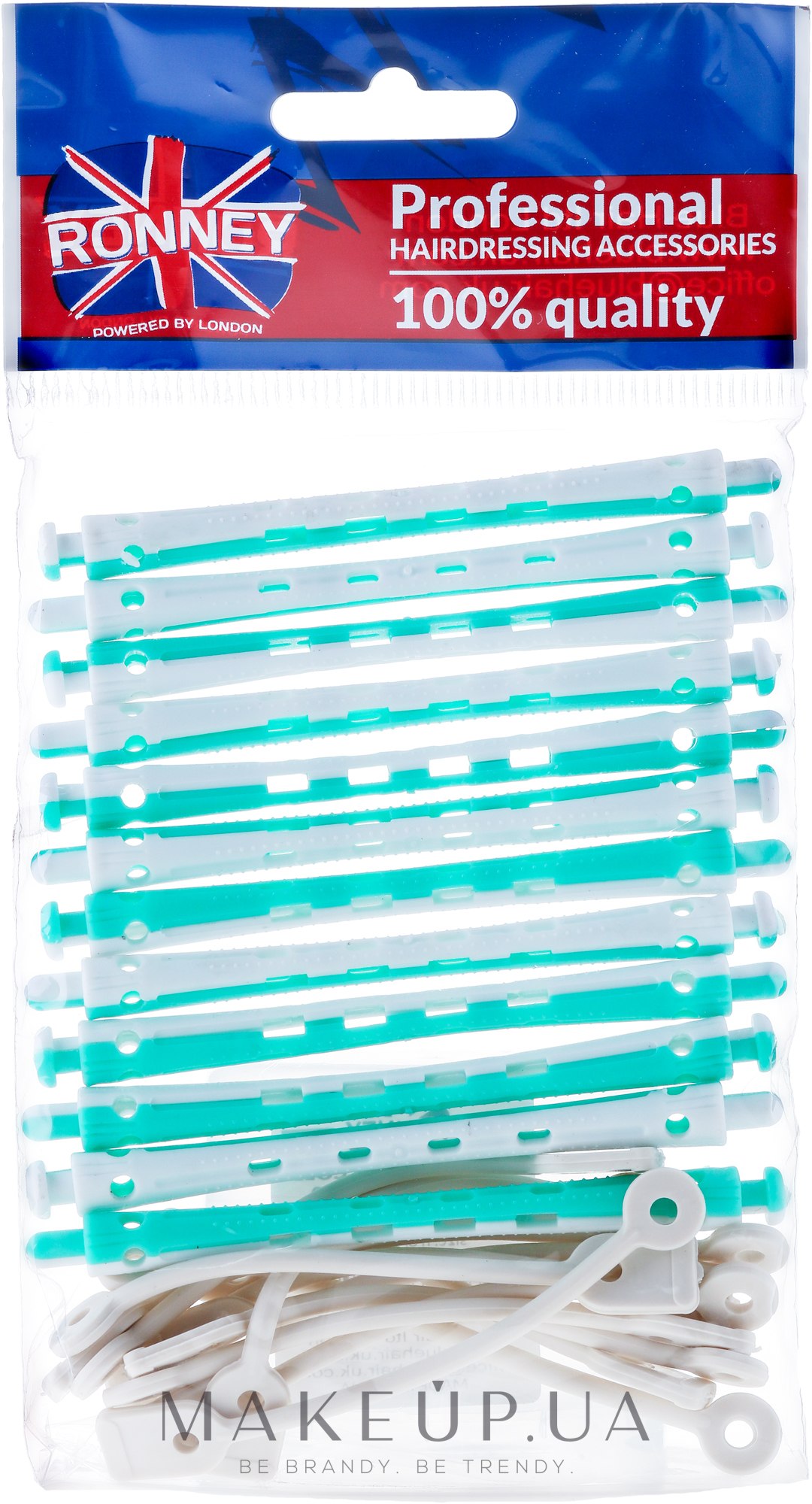 Бигуди для холодной завивки 6/91 mm, бело-зеленые - Ronney Professional Flex Rollers RA 00038 — фото 12шт