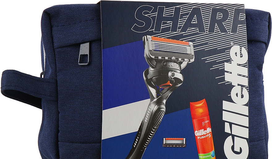 Набор - Gillette Fusion 5 ProGlide Sharp (gel/200ml + razor + blade/1pcs + bag) — фото N1