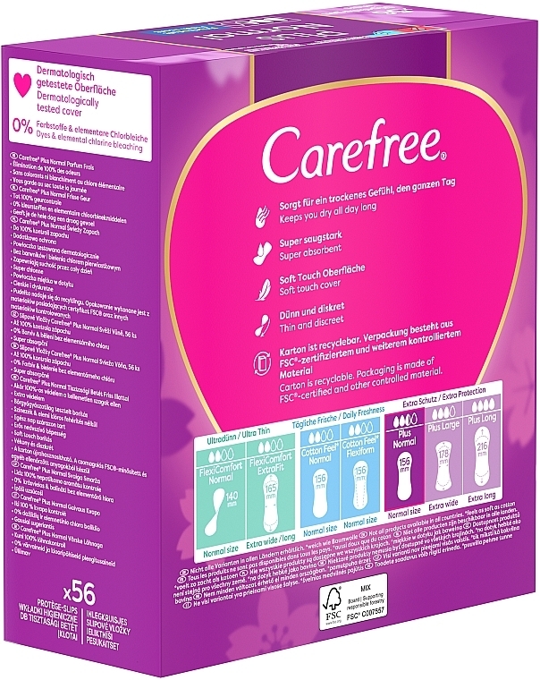 Гигиенические ежедневные прокладки, 56шт - Carefree Plus Original Fresh Scent Pantyliners — фото N8