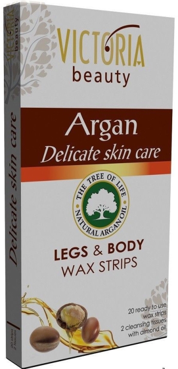 Полоски для депиляции на теле и ногах с аргановым маслом - Victoria Beauty Delicate Skin Care Legs & Body Waxing Strips Argan — фото N1