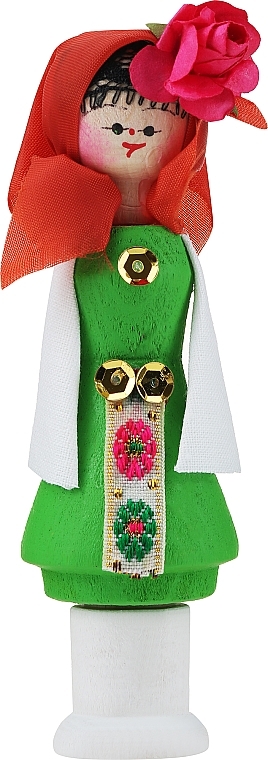 Сувенирный мускал с ароматным маслом, зеленое платье, терракотовый платок - Bulgarian Rose Girl — фото N1