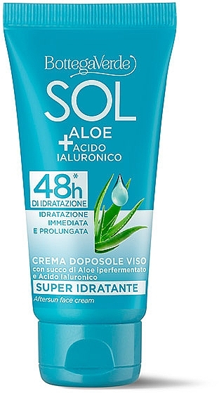 Крем для лица после пребывания на солнце - Bottega Verde Sol Aloe + Hyaluronic Acid Aftersun Face Cream — фото N1