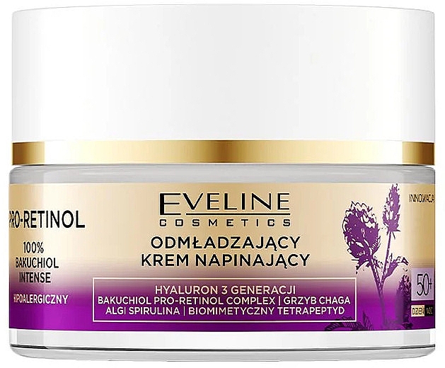 Омолоджувальний крем для обличчя 50+ - Eveline Cosmetics Pro-Retinol 100% Bakuchiol Rejuvenating Cream — фото N2