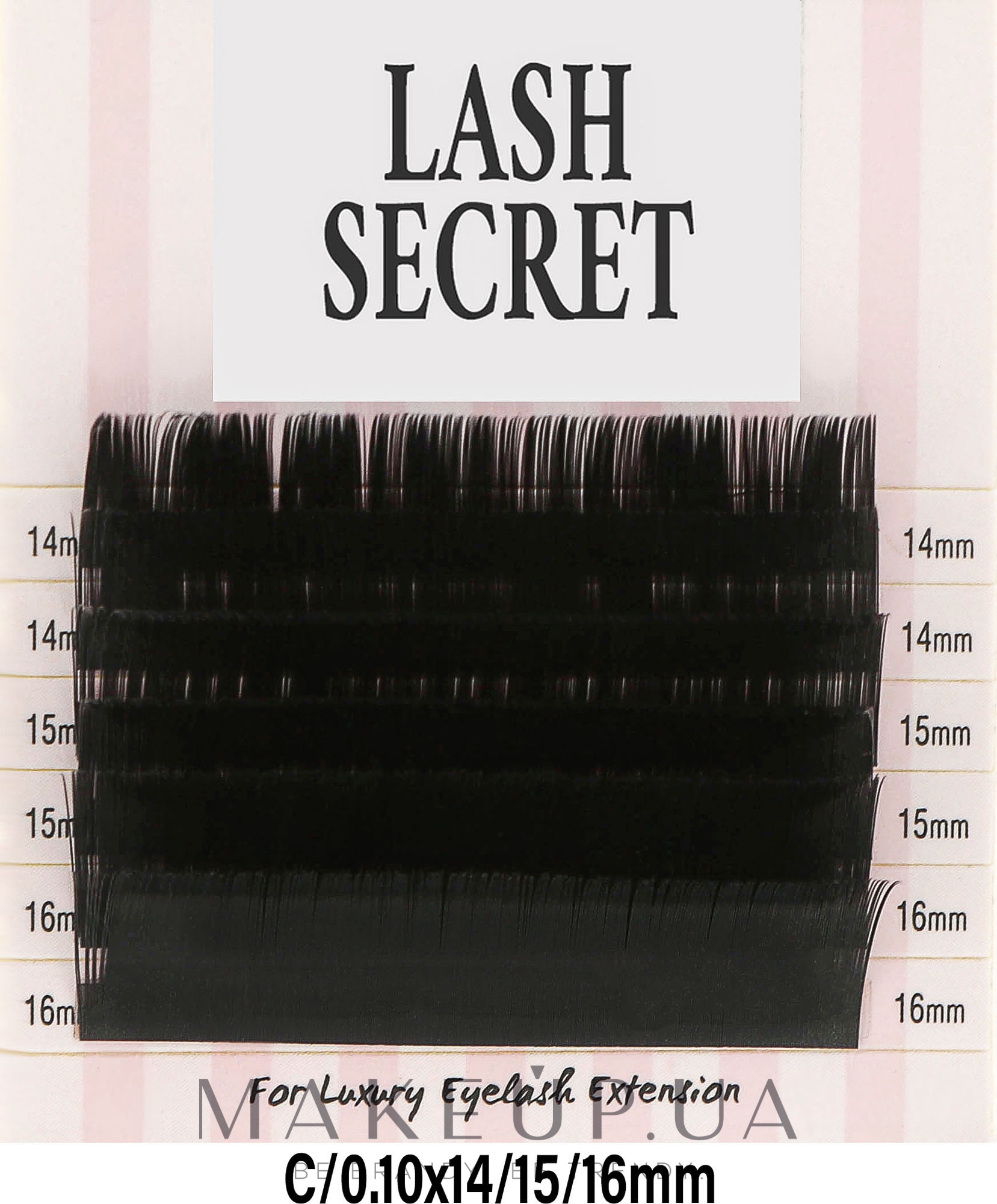 Накладные ресницы, черные, микс, 6 линий (0.1, C, (14,15,16)) - Lash Secret — фото 1уп
