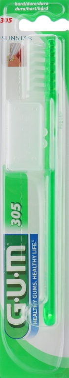 Зубная щетка "305", жесткая, зеленая - G.U.M Hard Regular Toothbrush — фото N1